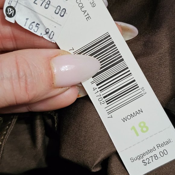 NWT Ellen Tracy Brown Trowser Straight Leg Elastic Roughing at waist sz 18 - Picture 6 of 11